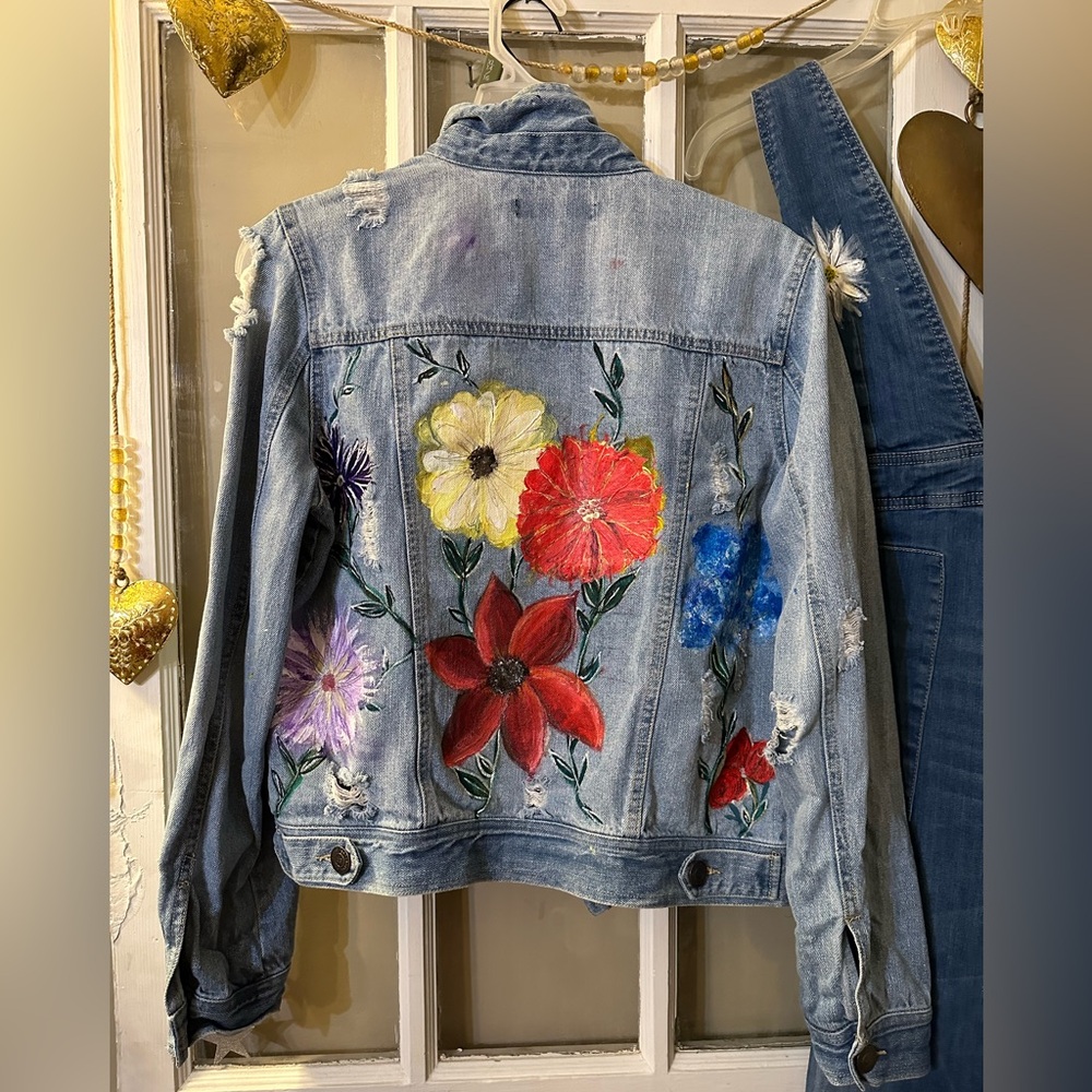 Western cowgirl coastal cowgirl hand painted Boho flower garden Jean Jac…